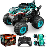 YCFUN Remote Control Cars, 1:20 RC Monster Trucks with Lights and 360 Rotate, All Terrain Stunt Car RC inosaur Toys Gift for Boys Girls Kids 3+